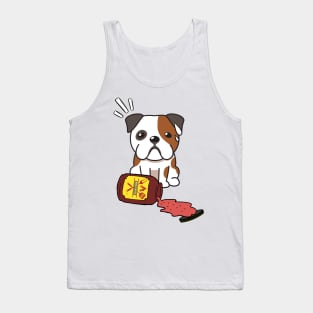 Funny Bulldog Spills a jar of BBQ Sauce Tank Top